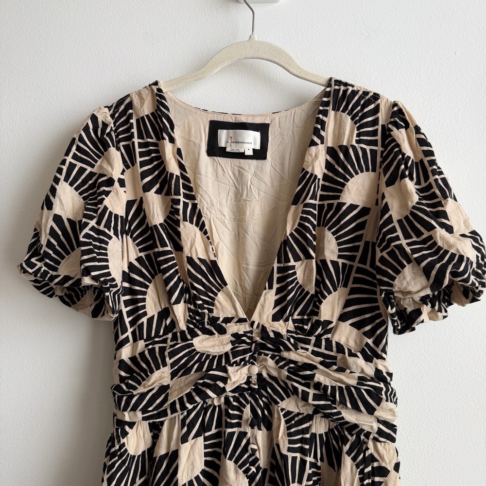 Anthropologie Women's Katerina Maxi Midi Dress Size Medium Cotton V Neck - Picture 4 of 11